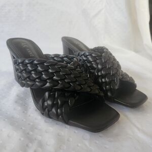 Anne Klein Black Woven Mules